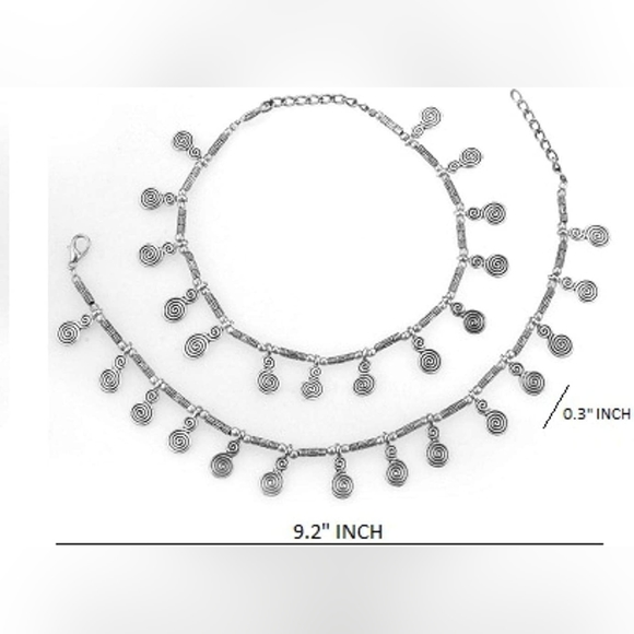 2 Indian Silver Tone Bell Charms Tassel Chain Anklet/Bracelet - Picture 3 of 3